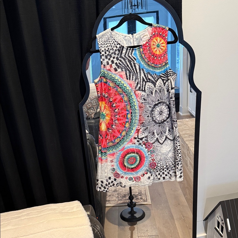 Fleur de Lis Collection Multicolor Sleeveless Mandala Print Dress